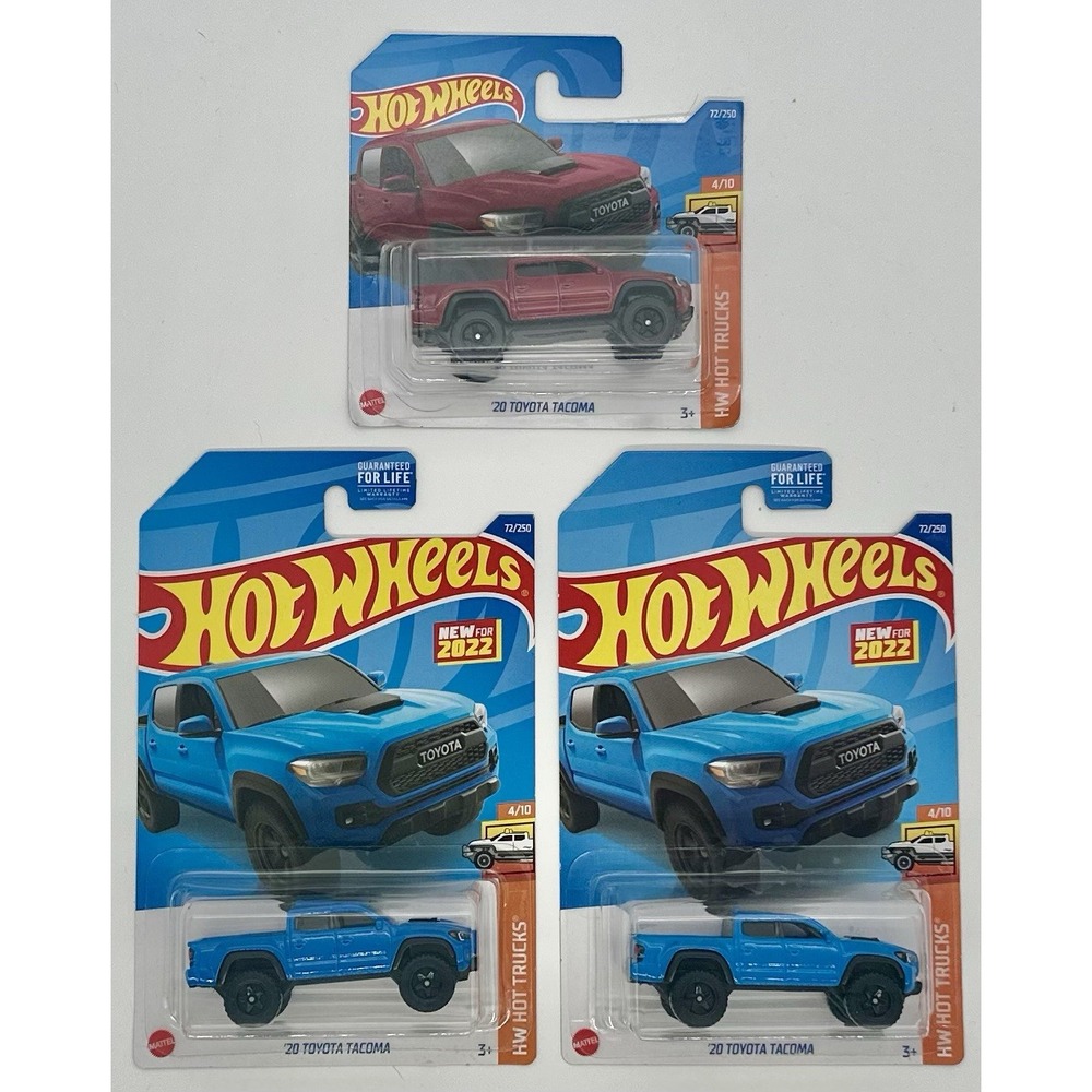 Hot Wheels '20 Toyota Tacoma Lot of 3 Red Short Card Blue HW Hot Trucks 2022 NEW